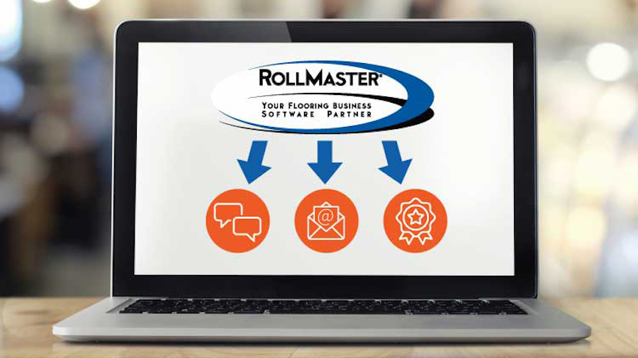 Rollmaster digital marketing hub screenshot on laptop.