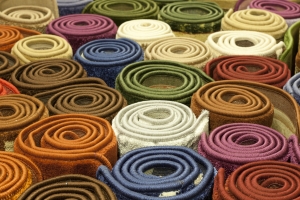 Rows of rolled up rugs